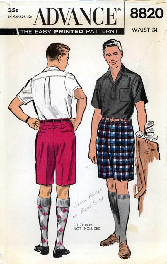 vintage advance 8820 sewing pattern for menu002639s shorts by heychica mens sewing patterns free 500x792 il 570xN.81870226 Mens Sewing Patterns Free