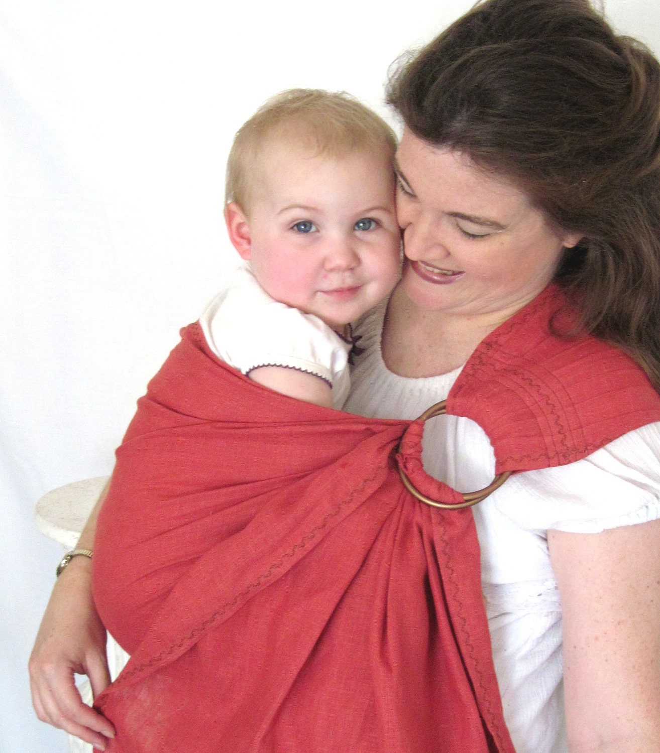 Baby Linen Ring Sling Carrier - 100% LINEN in English Rose - DVD included - 20 colors in shop