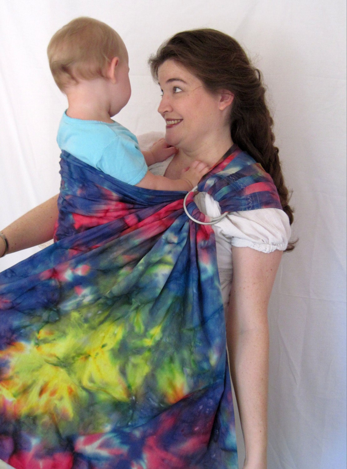 Rainbow Fresh - Double Layer Tie-Dye Ring Sling Baby Carrier - DVD included