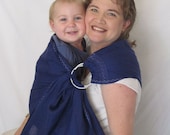 Ring Sling Baby Carrier - Pure LINEN- Indigo Blue- included DVD