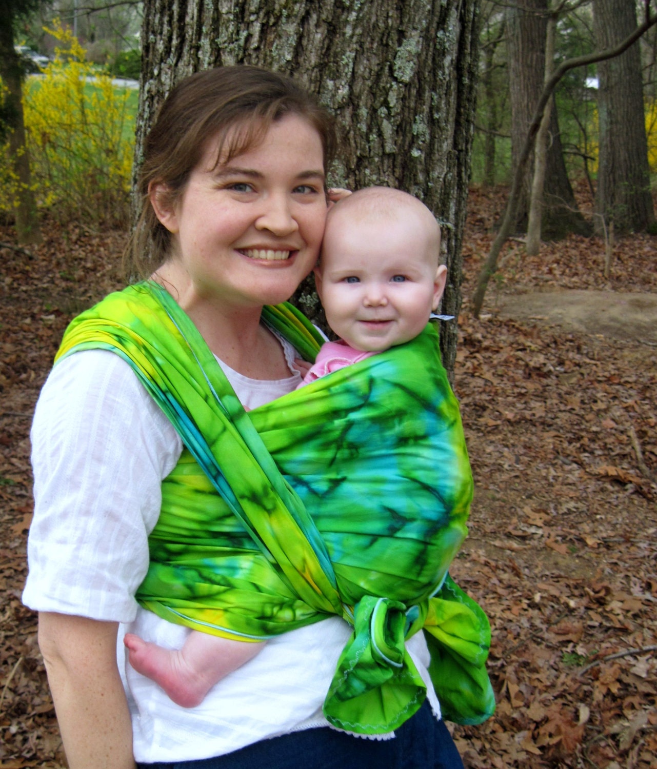Baby Sling Woven Baby Wrap Carrier - Groovy Greens - 5.5 yard wrap