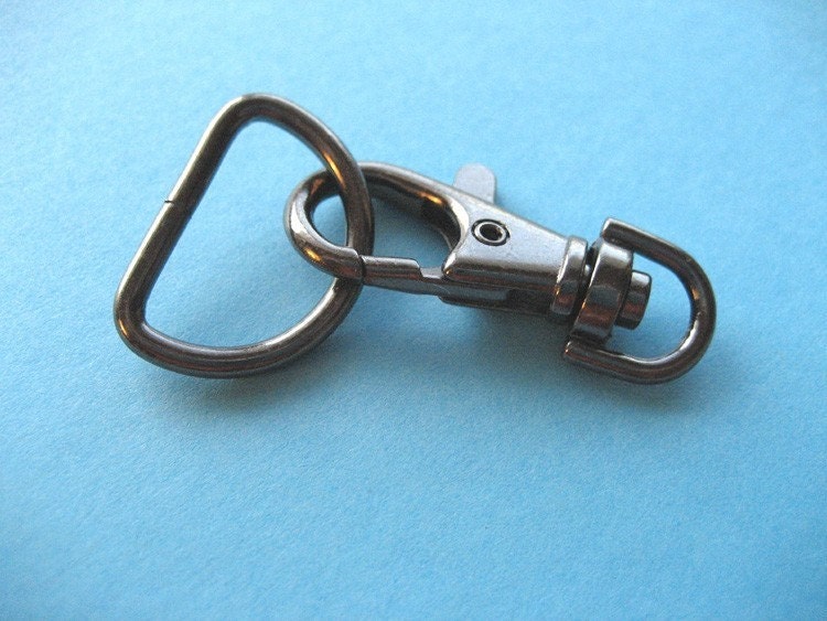 FREE SHIPPING--10 of 1.5 inch Gunmetal Swivel Clasps Lobster Claw Hooks and 10 of 3/4 inch Gunmetal D-rings