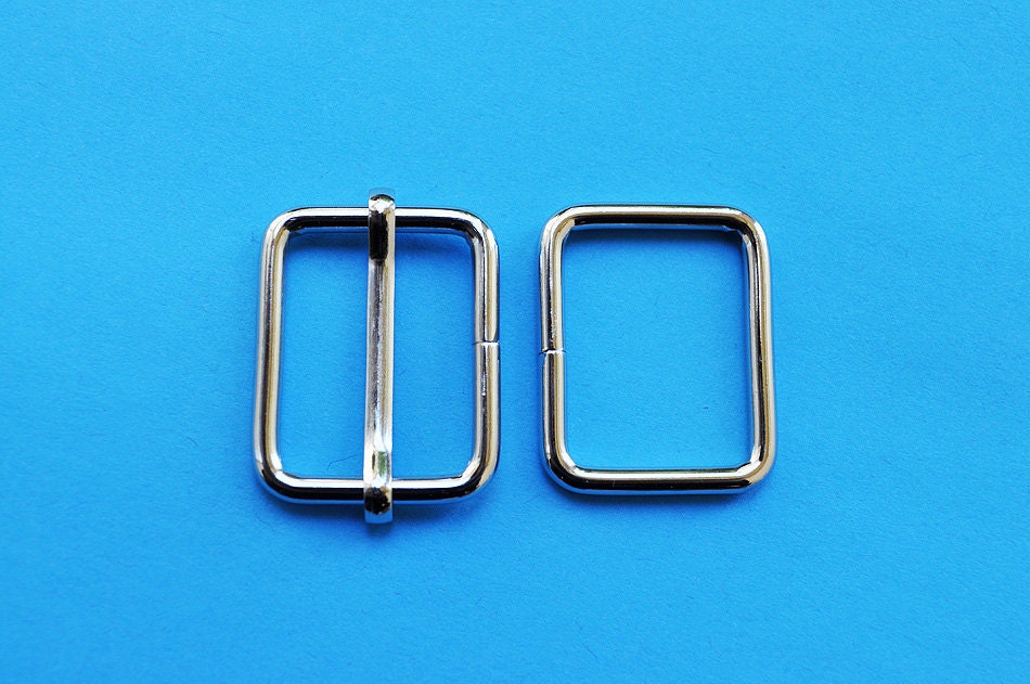 FREE SHIPPING--20 sets, 1 inch Silver Rectangle Strap Sliders and 1 inch Silver Rectangle Rings