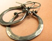 Sterling Silver Hoops Rustic Earrings Small Artisan Metalsmithed