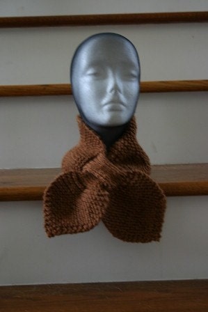 Knitted Lotus Leaf Scarf - Stays put - Amazing Look to Keep You Warm in Terrific Colors - Toffee