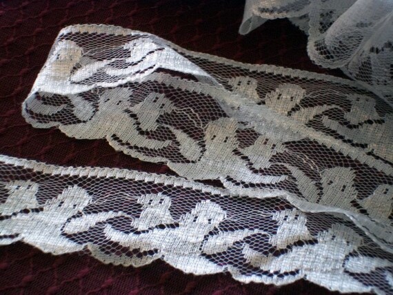 Silky Soft Gothic Ghost Busters Ghosts On Lace Halloween Costumes Children Adults Vampire Queen Goth BTY