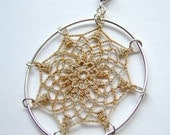 Mandala Doily Necklace, hand-dyed silk thread
