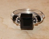 Swarovski Jet Black Crystal and Sterling Silver Ring