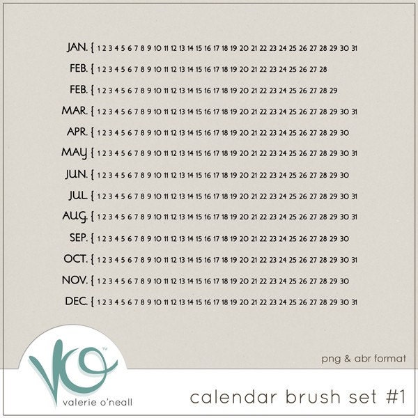 Calendar Brush Set no.1