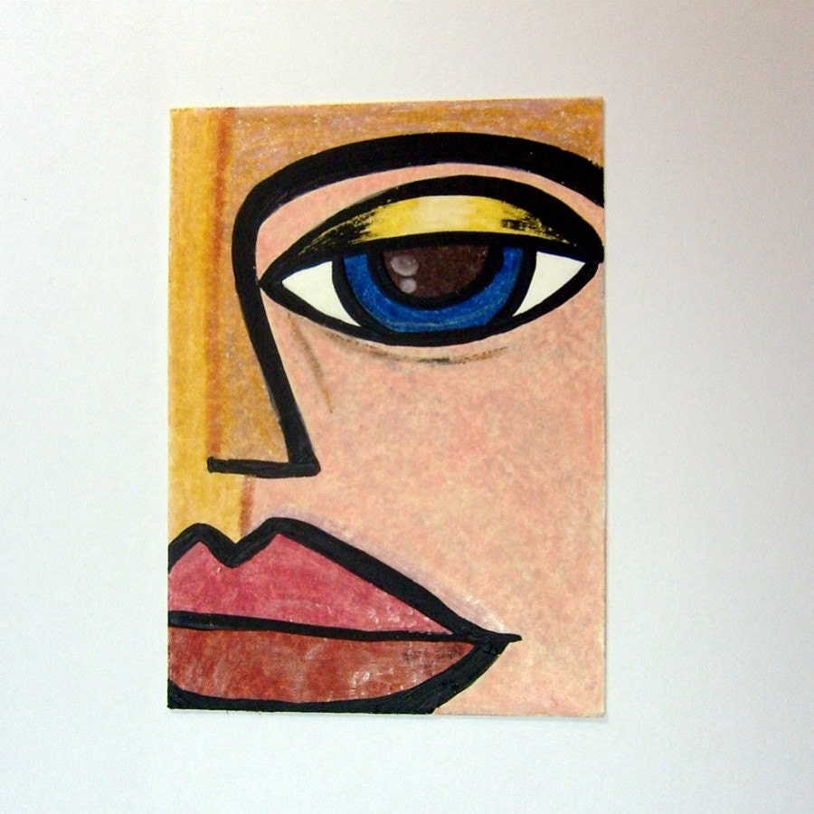 Original Mixed Media - ATC - ACEO - 2.5x3.5 inches - Mini Art by Donna Passarelli