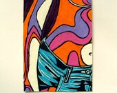 Woman in Jeans - Mini- Original Acryilc Painting by D.Passarelli 2.5 x 3.5 inches
