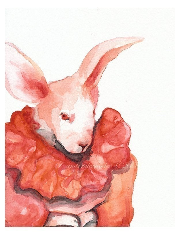 Pink Grapefruit- pink rabbit art