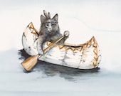 Cat Art  - Little Brave Paddles a  Lot
