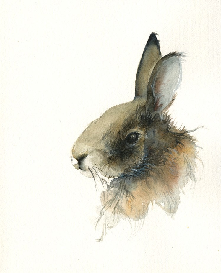 Rabbit - easter art, Archival Print, rabbit art, nature, watercolor