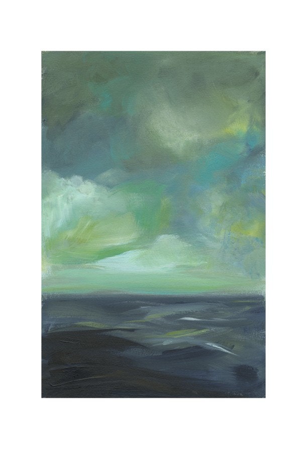 beach home, beach house decor, coastal, cottage, "Sea in Blue and Green" Archival Print, art, landscape, abstract, art