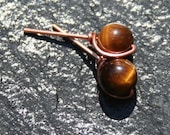 Tiger's Eye on Copper Post Stud Earrings