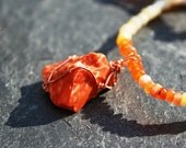 Fire Opal and Carnelian Necklace with Copper