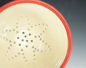 Berry Bowl with Light Red Rim -Large / Handmade Wheel Thrown Pottery