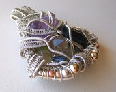 Crystal Wire Wrap necklace pendant - Watermelon Tourmaline, Kyanite, Blue Apatite, Amethyst, Rutillated Quartz point, STerling Silver Gold
