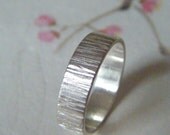 Wide Bamboo ring- silver band ring with bamboo inspired texture