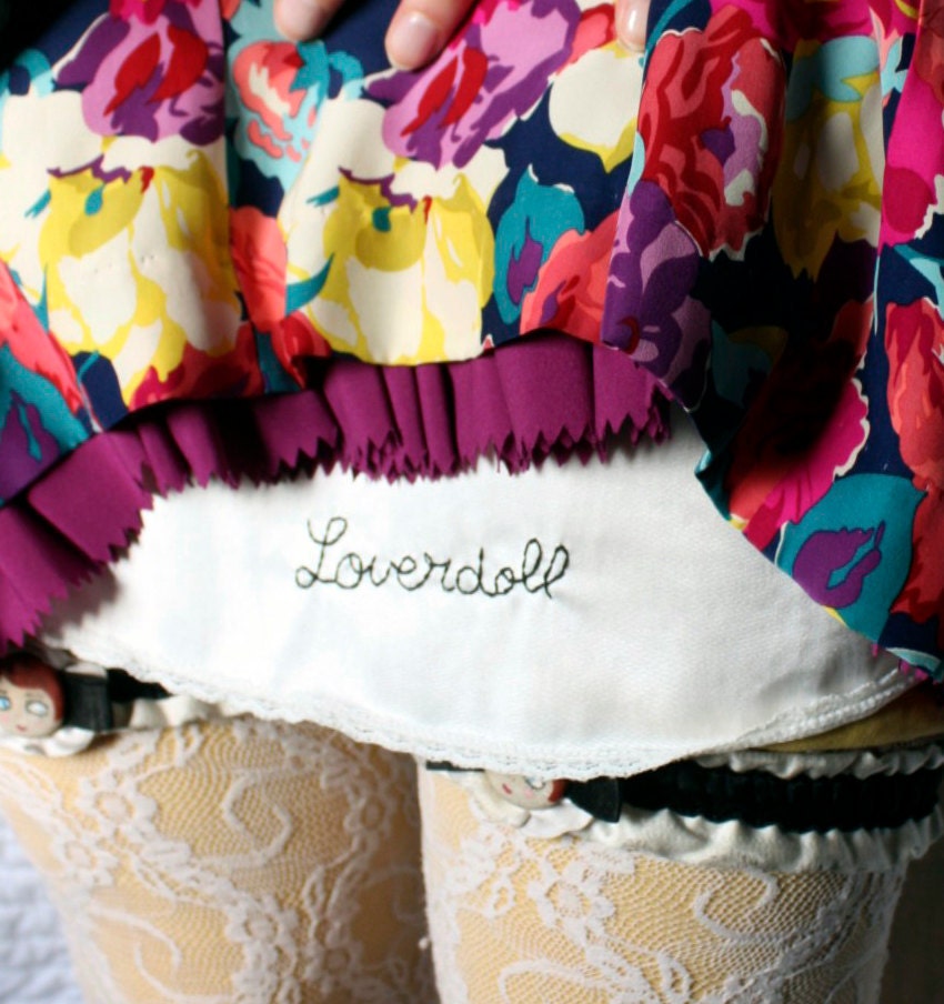 Loverdoll - white -  hand embroidered - full slip - lingerie - medium
