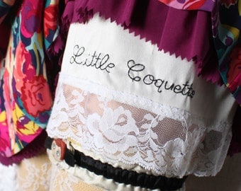 Little Coquette -  hand embroidered - half slip - lingerie - m