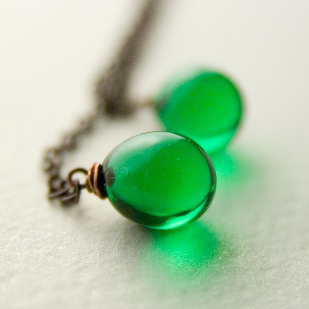 Emerald earrings - Murano glass drops and copper - GOCCIA A GOCCIA earrings