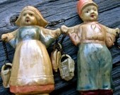 Vintage dutch dolls milk maid boy farmers toys china luster