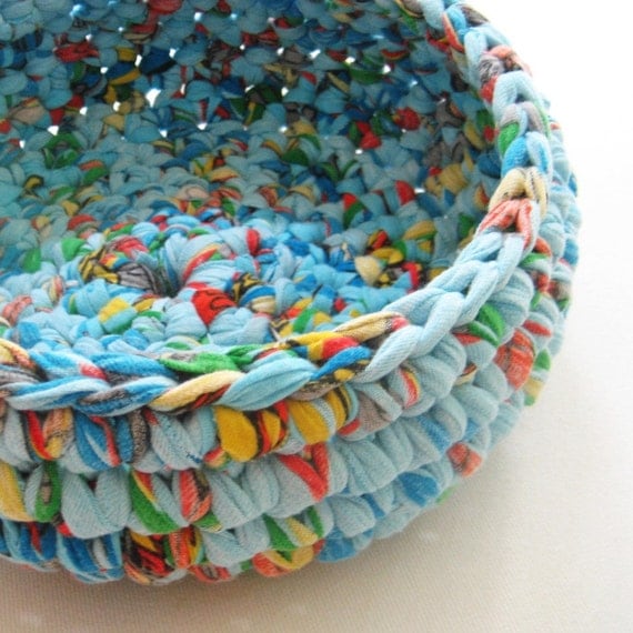 handmade basket upcycled primary jersey knit sheet