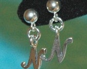 Sterling Silver Initial Custom Children  Earrings, Tiny Dangles, Ball Stud, Post, Personalized, Monogram, Initial Earrings