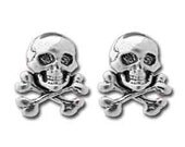 Sterling Silver Skull Crossbones  Stud Earrings