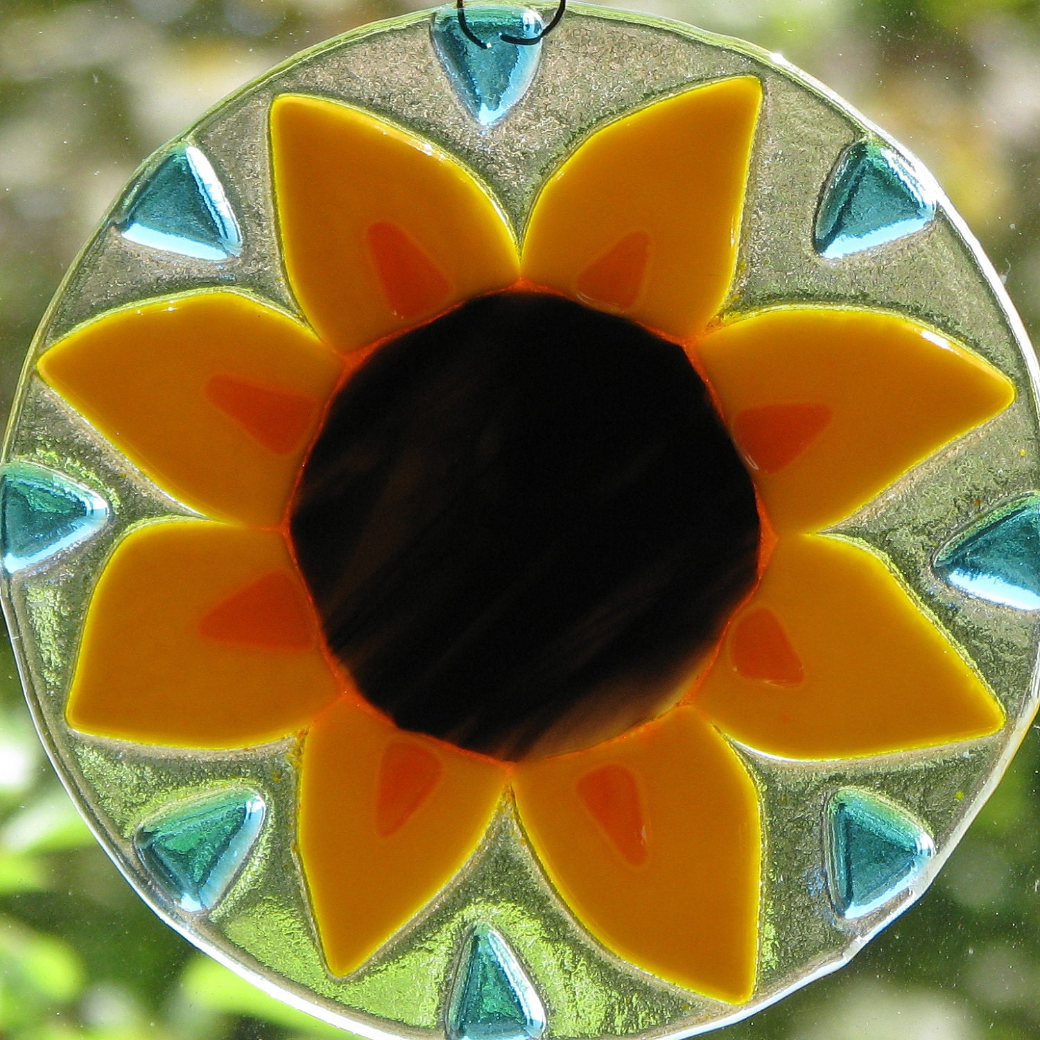 Sunny Sunflower Pattern- Fused Glass Sun Catcher