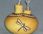 Dragonfly double-spouted oil lamp