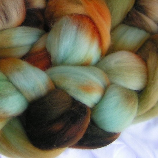 Roving Fiber Merino Top RAW TURQUOISE Fine Hand Painted January Phatfiber Feature Spin Felt Craft 4 ounces