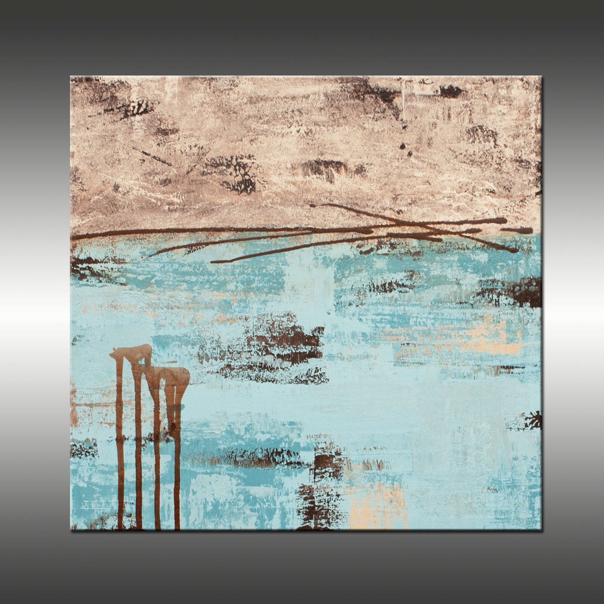 SALE - See Description - Original Abstract Art Painting, Acrylic Canvas Modern Art - Title, Lithosphere 60 by Hilary Winfield - 18x18 Inches