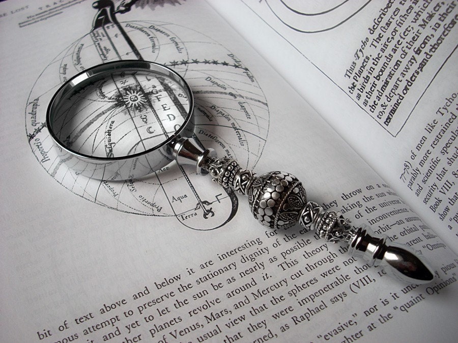 Steampunk Magnifying Glass with Sterling Silver beads