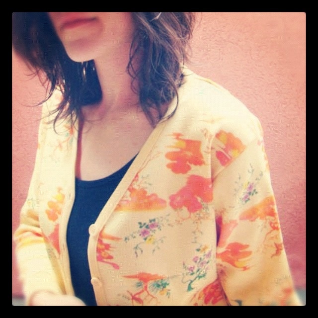 Vintage Deserted Woodlands Thick Polyester Cardigan - LARGE