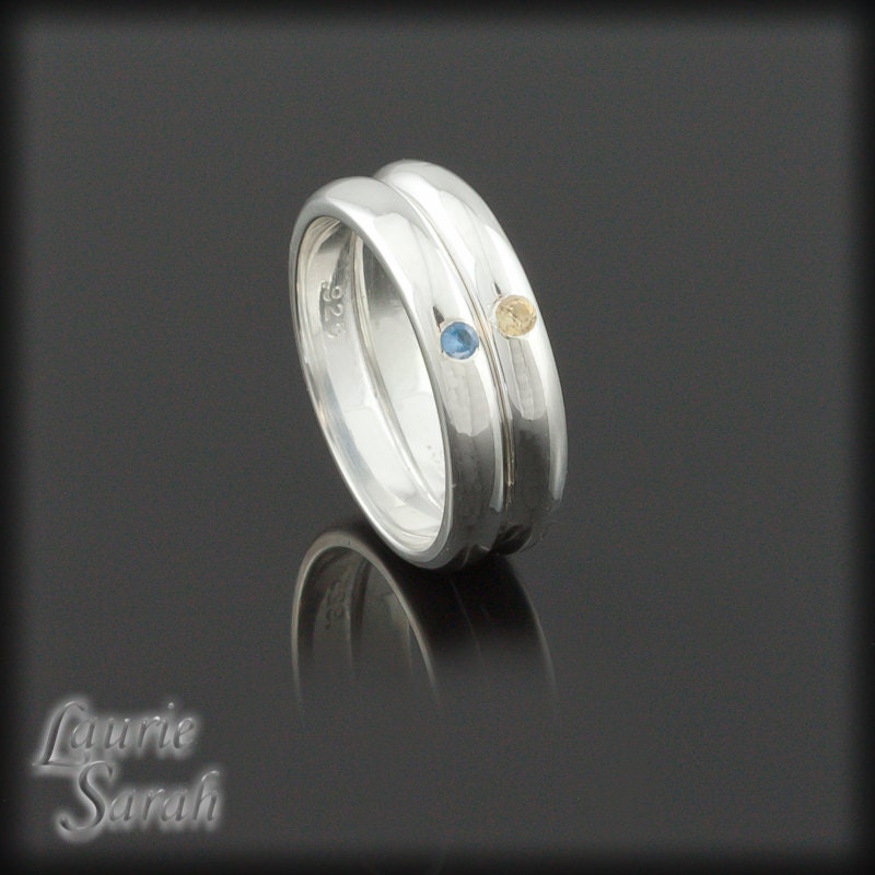 Bezel Set Birthstone Mothers Rings - November and December - Other months available - LS2129