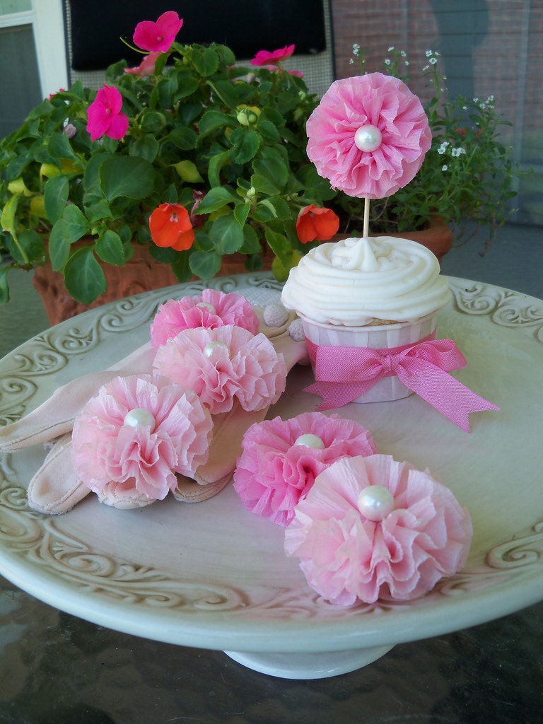 Ruffled Cupcake Toppers Set of Six for Birthday Party Il_170x135