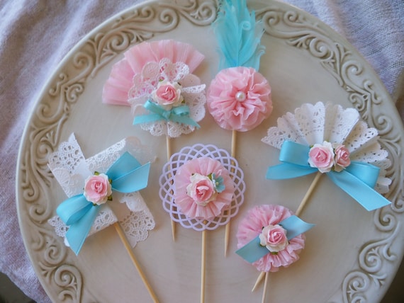 Marie Antoinette Inspired Cupcake Toppers Set of Six for Birthday Party Il_570xn