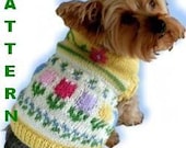 FIDO'S FLOWER GARDEN Embroidered Fair Isle Dog Sweater Knitting Pattern