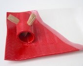Red and White Textured Wavy Handmade Ceramic Pottery Appetizer Serving Toothpick Plate