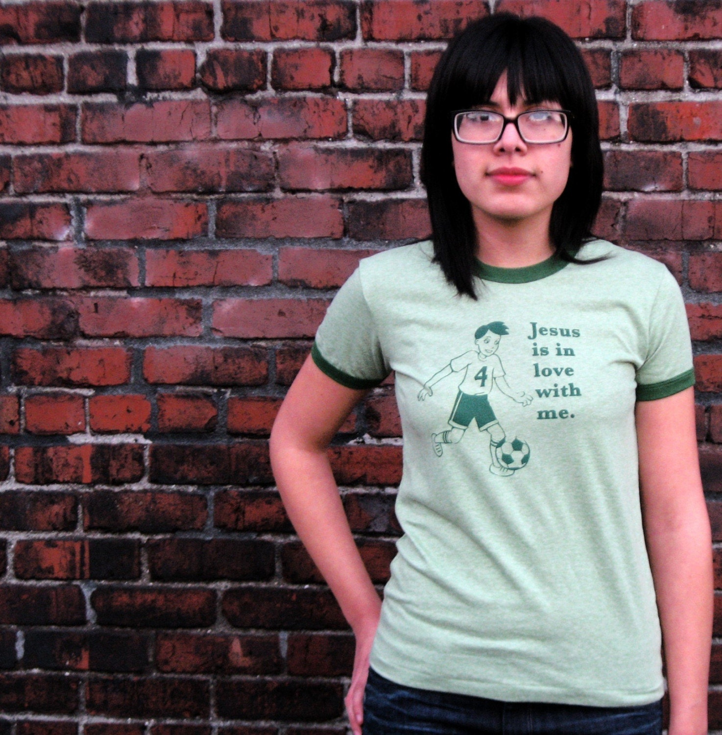 Women's Small Jesus is in Love with Me T-shirt