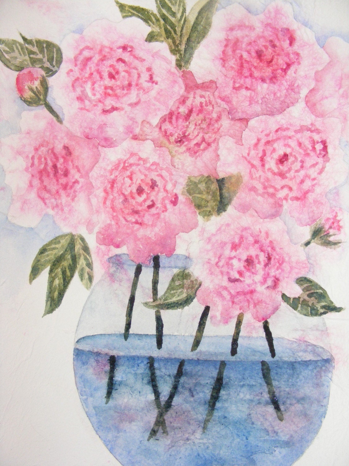 Cottage Peonies-Original Watercolor Painting