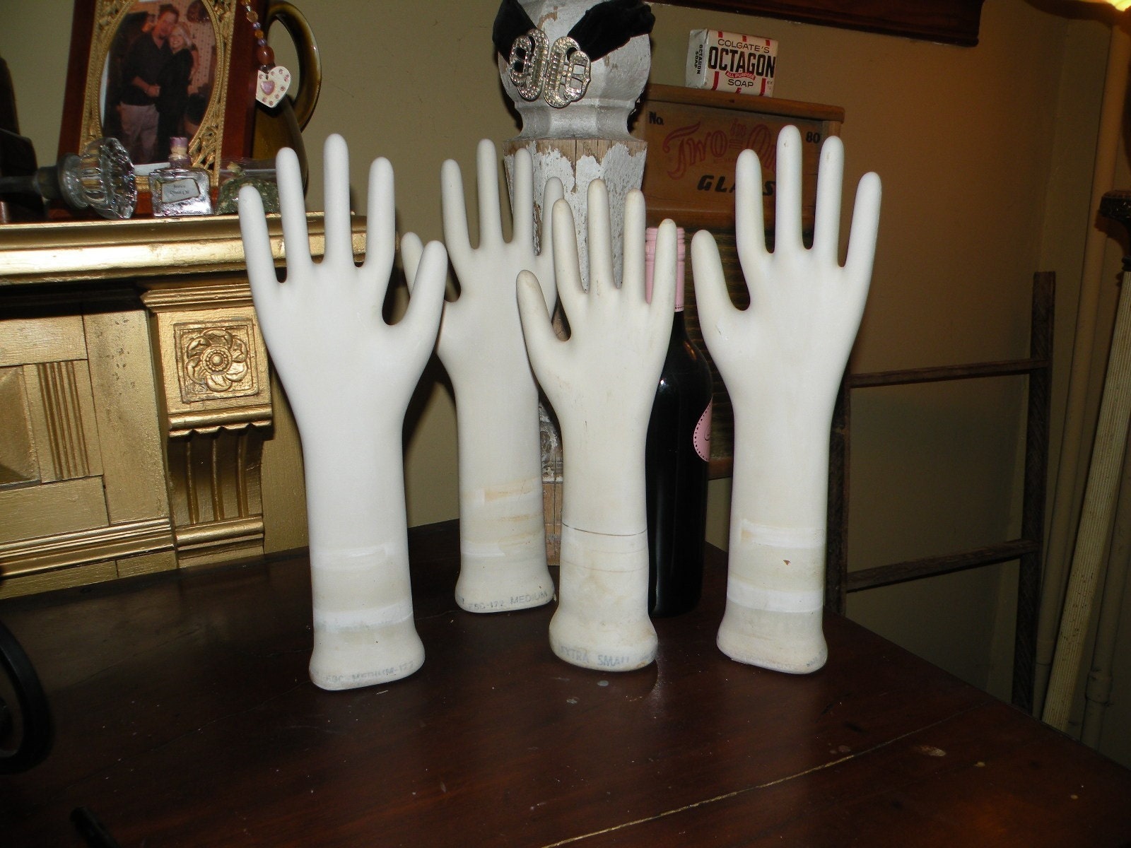 small size Vintage Porcelain White Glove Mold - For Jewelry Display or for Art Objects and Funkifying your home for Halloween