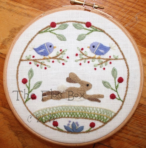 The Hare Crewel Embroidery Pattern and Materials