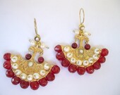 Red Jade AND Pearl EARRING