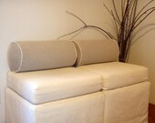 Organic Box Cushion, Cream Hemp Corduroy