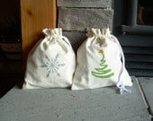 Large Christmas Gift Bag, Reusable, Hemp Cotton Linen