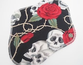 Ultra Thin Liner Mama Cloth Pad 8 Inch - Roses and Skulls